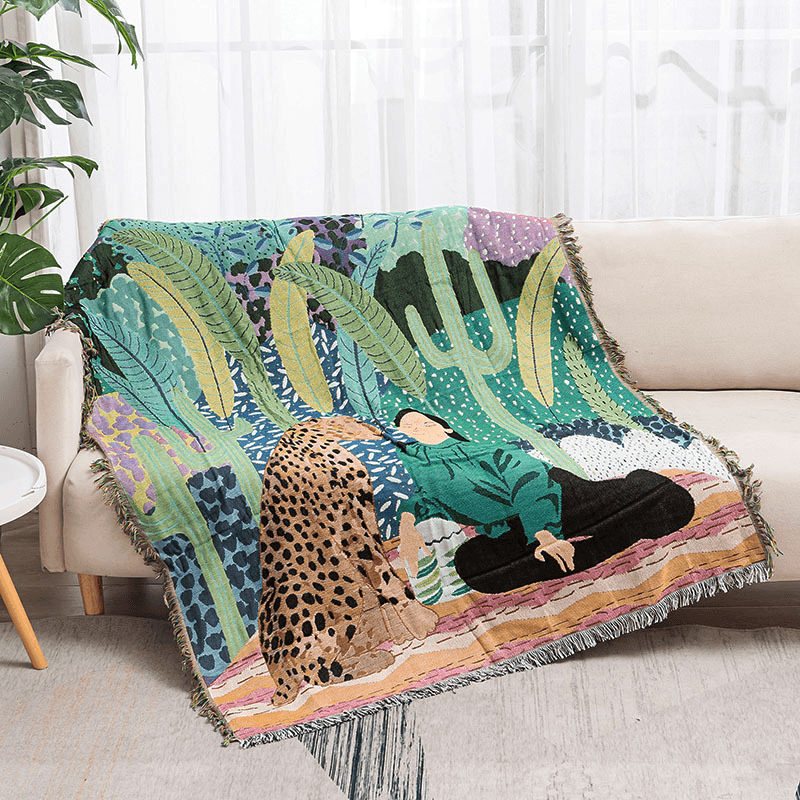 jungle print sofa blanket, view 3 - MRSLM