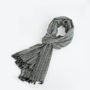 Unisex striped fringed scarf, view 4 - MRSLM