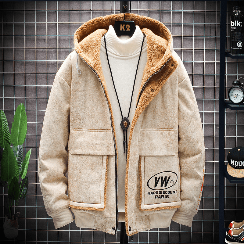 Plush Padded Jacket Youth Korean Style Slim Men's Top