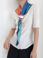 geometric print silk scarf, view 3 - MRSLM