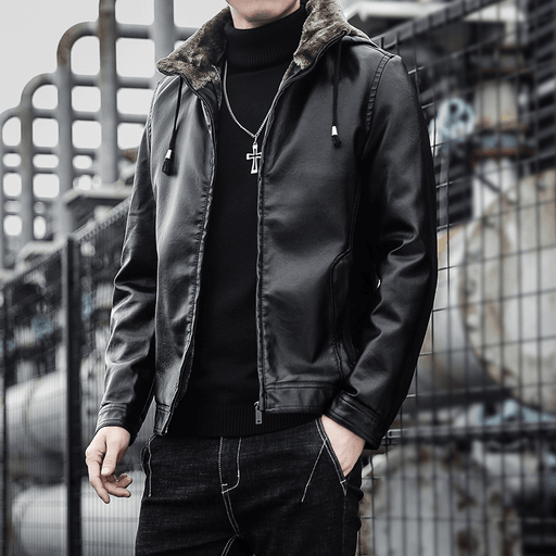 men's hooded pu jacket - MRSLM