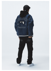 royal blue towel embroidered baseball jacket, view 5 - MRSLM