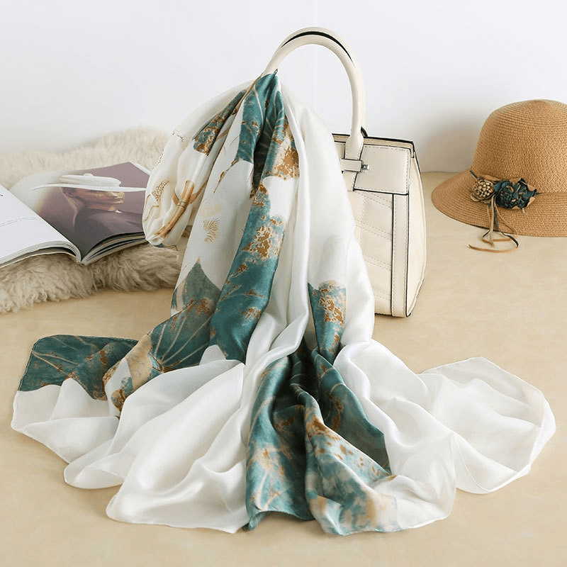 women's large faux silk scarf, view 6 - MRSLM