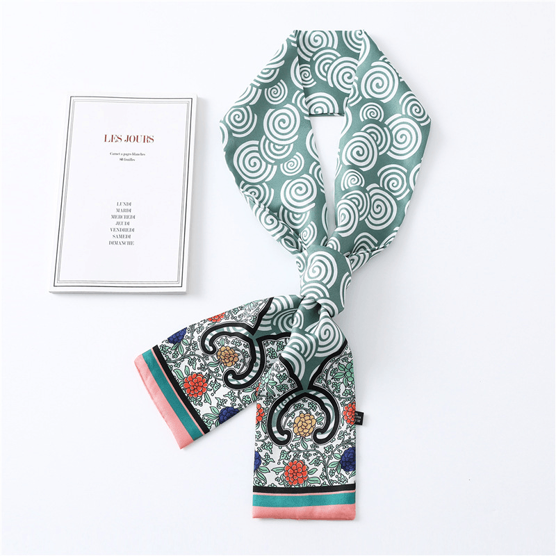 narrow long silk scarf, view 17 - MRSLM