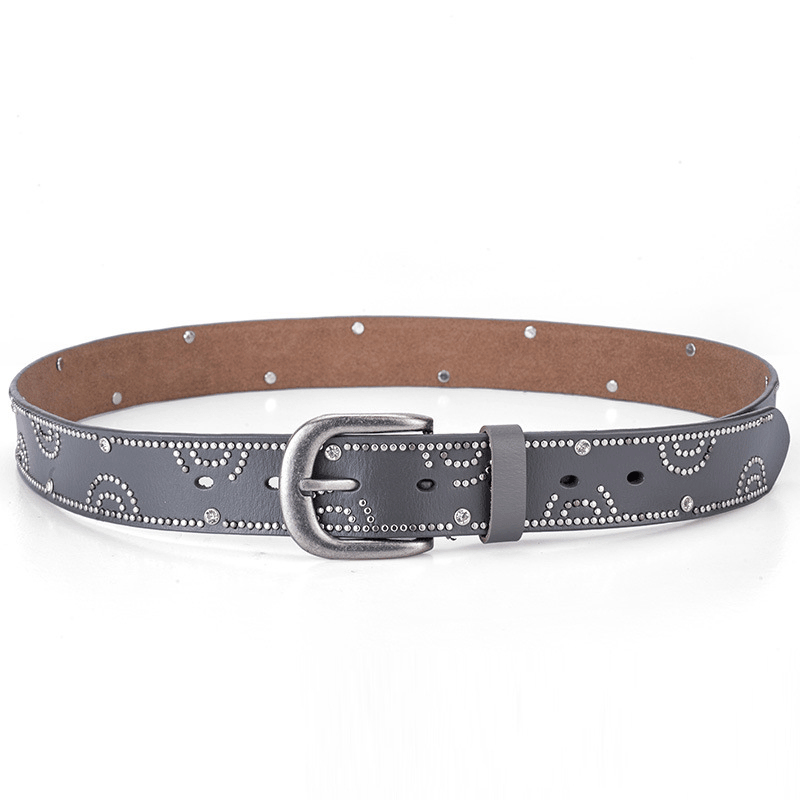 Women's cowhide leather rhinestone belt, view 4 - MRSLM