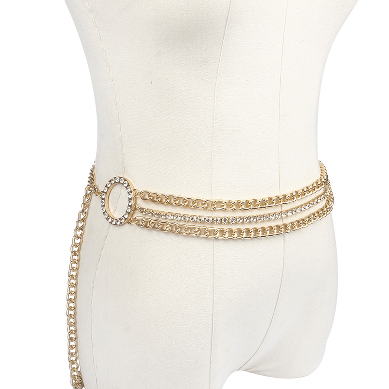 Women's multilayer rhinestone waist chain, view 5 - MRSLM