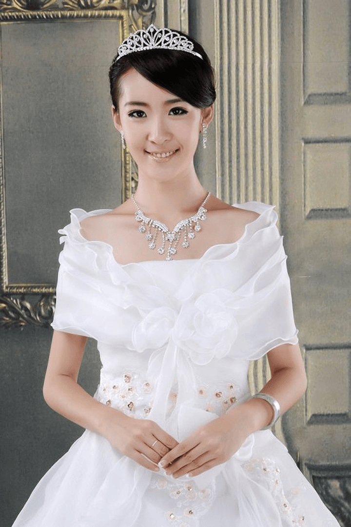 Wedding Dress Accessories Shawl Lace Tulle Flowers - MRSLM