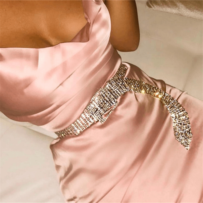 Women's ten-row rhinestone waist chain, view 2 - MRSLM