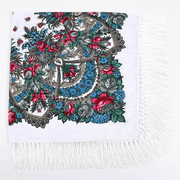 Printed fringed square shawl, view 16 - MRSLM