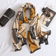 women's long check cotton linen scarf - MRSLM