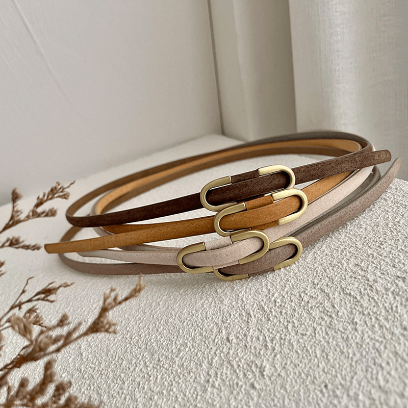 Women's thin pigskin belt, view 18 - MRSLM