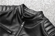 men's slim stand-collar motorcycle jacket, view 4 - MRSLM