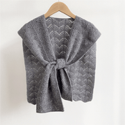 knitted double-sided maple leaf scarf, view 7 - MRSLM