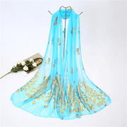 women's peacock print scarf shawl, view 10 - MRSLM