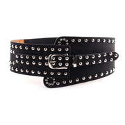 Women's punk rivet elastic wide belt, view 5 - MRSLM