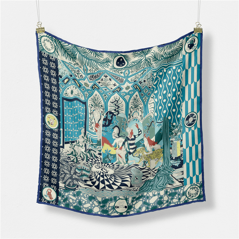small square animal print scarf, view 2 - MRSLM