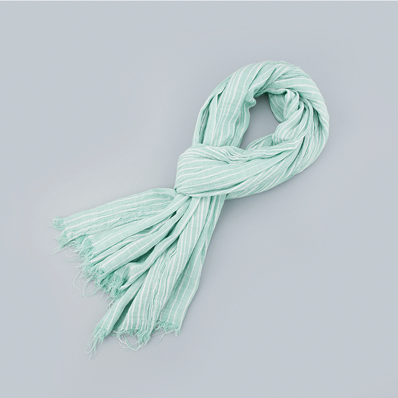 Unisex striped fringed scarf, view 8 - MRSLM