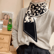 black and white wool scarf, view 6 - MRSLM