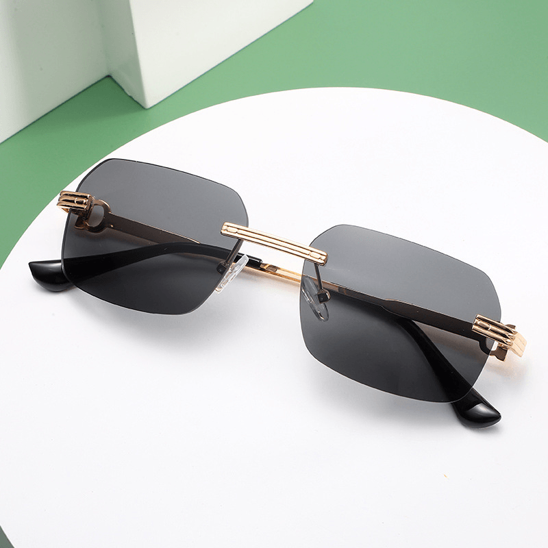 Frameless crystal cut square sunglasses, view 2 - MRSLM