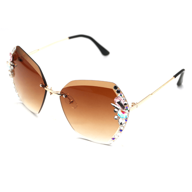 womens rhinestone frameless sunglasses, view 5 - MRSLM