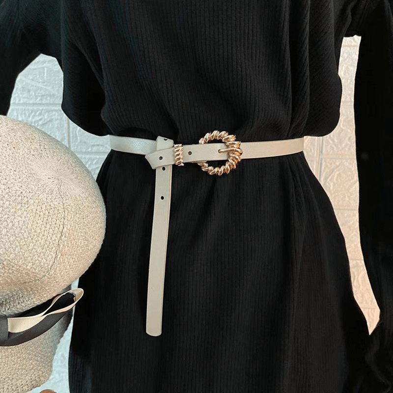women's thin dress belt with pin buckle, view 3 - MRSLM