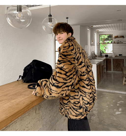 american retro loose faux fur jacket, view 3 - MRSLM