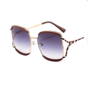 women's square hollow stripe metal sunglasses, view 3 - MRSLM