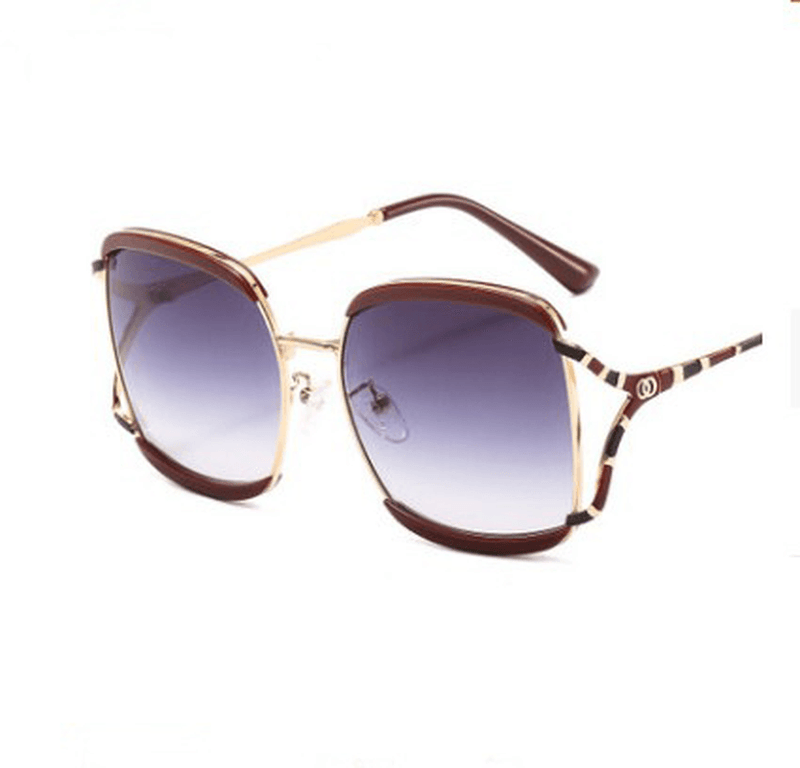 women's square hollow stripe metal sunglasses, view 3 - MRSLM