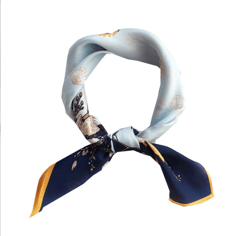 women's small floral silk scarf, view 2 - MRSLM