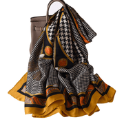 women's faux silk houndstooth scarf shawl, view 5 - MRSLM