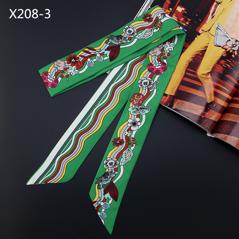 narrow long twill silk scarf, view 5 - MRSLM