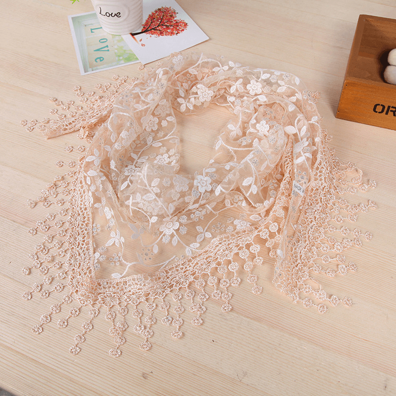Women's lace fringed scarf, view 14 - MRSLM