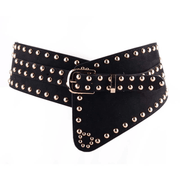 Women's punk rivet elastic wide belt - MRSLM