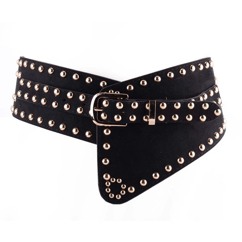 Women's punk rivet elastic wide belt - MRSLM