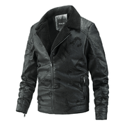 men's plus velvet PU leather jacket, view 2 - MRSLM