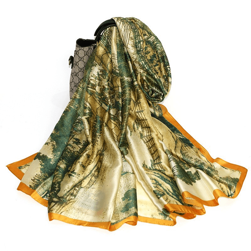 women's large faux silk scarf, view 5 - MRSLM