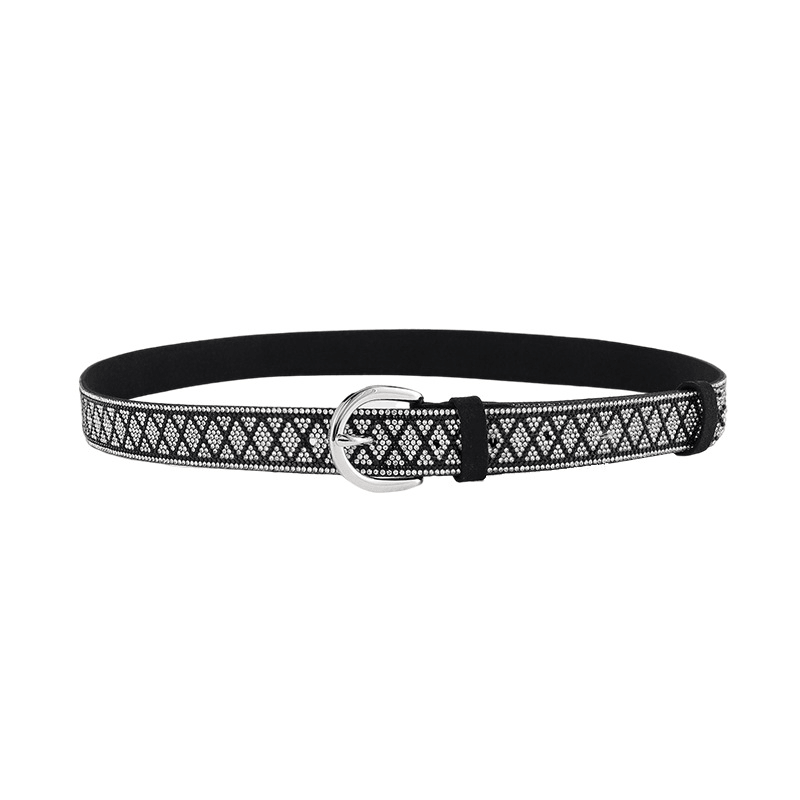women's PU leather rhinestone belt, view 4 - MRSLM