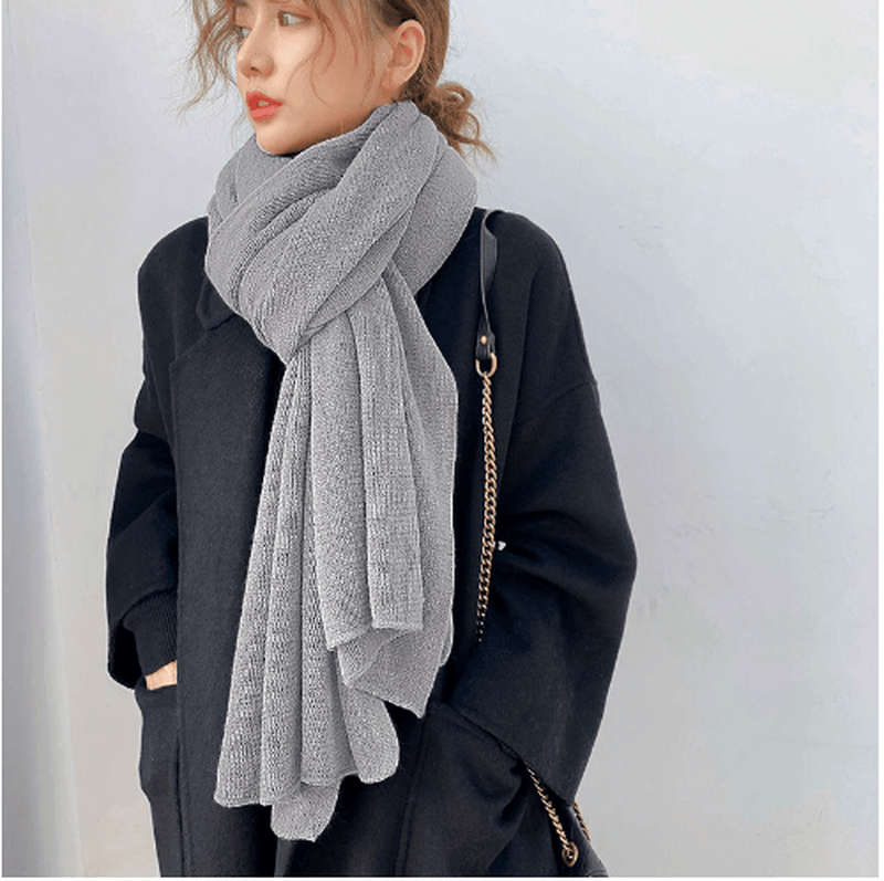 pure color knitted scarf, view 9 - MRSLM