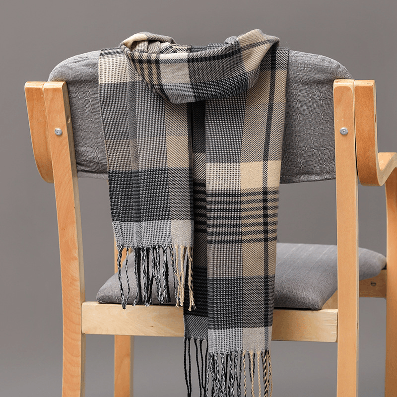 plaid imitation cashmere tassel scarf, view 24 - MRSLM