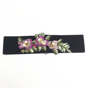 embroidered women's waist belt with flower buckle, view 3 - MRSLM