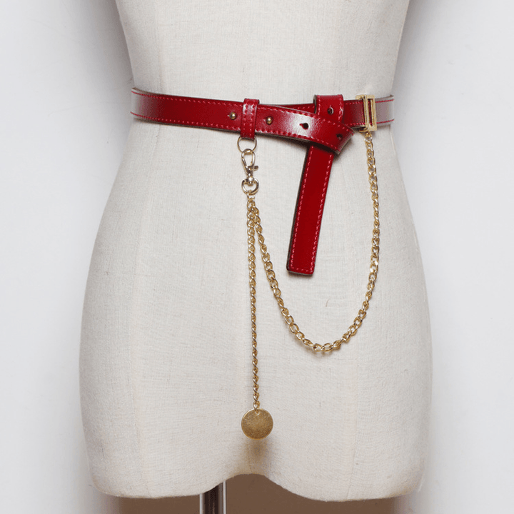 Cross-Border Simple All-Match Belt Belt Chain Pin Buckle Female Leather Girdle - MRSLM
