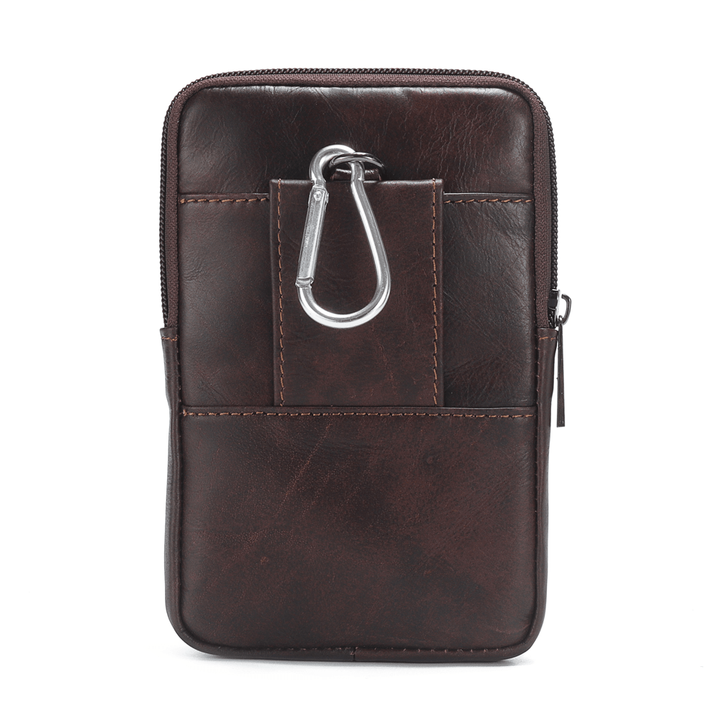 Ekphero Men Cowhide Phone Bag Waist Bag Vintage Belt Bag - MRSLM