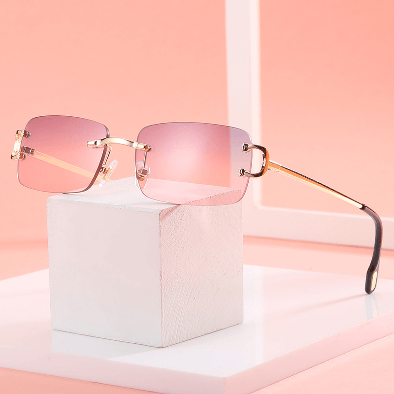 square rimless cut-edge UV400 sunglasses, view 10 - MRSLM
