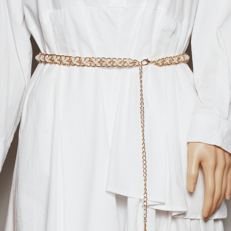 thin metal gold waist chain, view 4 - MRSLM
