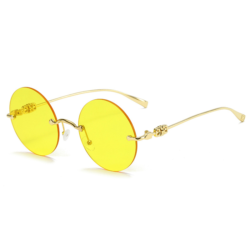 round gold frame gradient sunglasses, view 11 - MRSLM