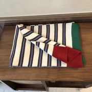 contrast striped knitted scarf, view 3 - MRSLM
