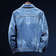casual denim jacket with lapel collar, view 3 - MRSLM