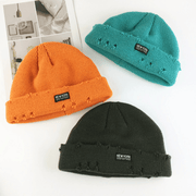 acrylic knit hat with patch - MRSLM