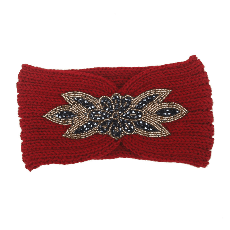 knit hair band with hexagonal diamond, view 5 - MRSLM