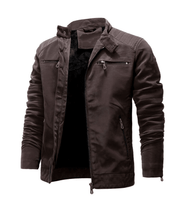 men's fleece faux leather jacket, view 3 - MRSLM